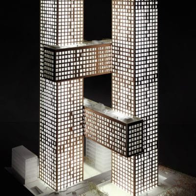 Les nordistes dessinent le ciel de Séoul (projet de BIG) Cross Tower Big 13 400x400