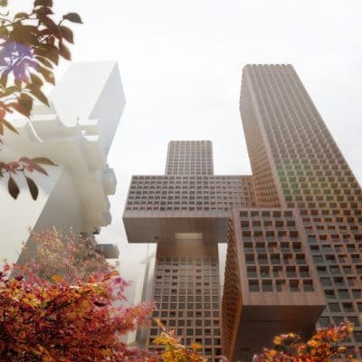 Les nordistes dessinent le ciel de Séoul (projet de BIG) Cross Tower Big 6 400x400