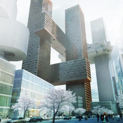 Les nordistes dessinent le ciel de Séoul (projet de BIG) Cross Tower Big 9 400x400