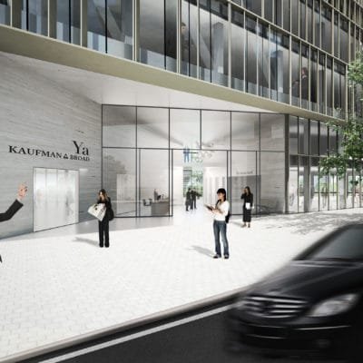 Immeuble de bureaux Ya à Boulogne-Billancourt par Studioninedots. 01 Ya Entrance 400x400