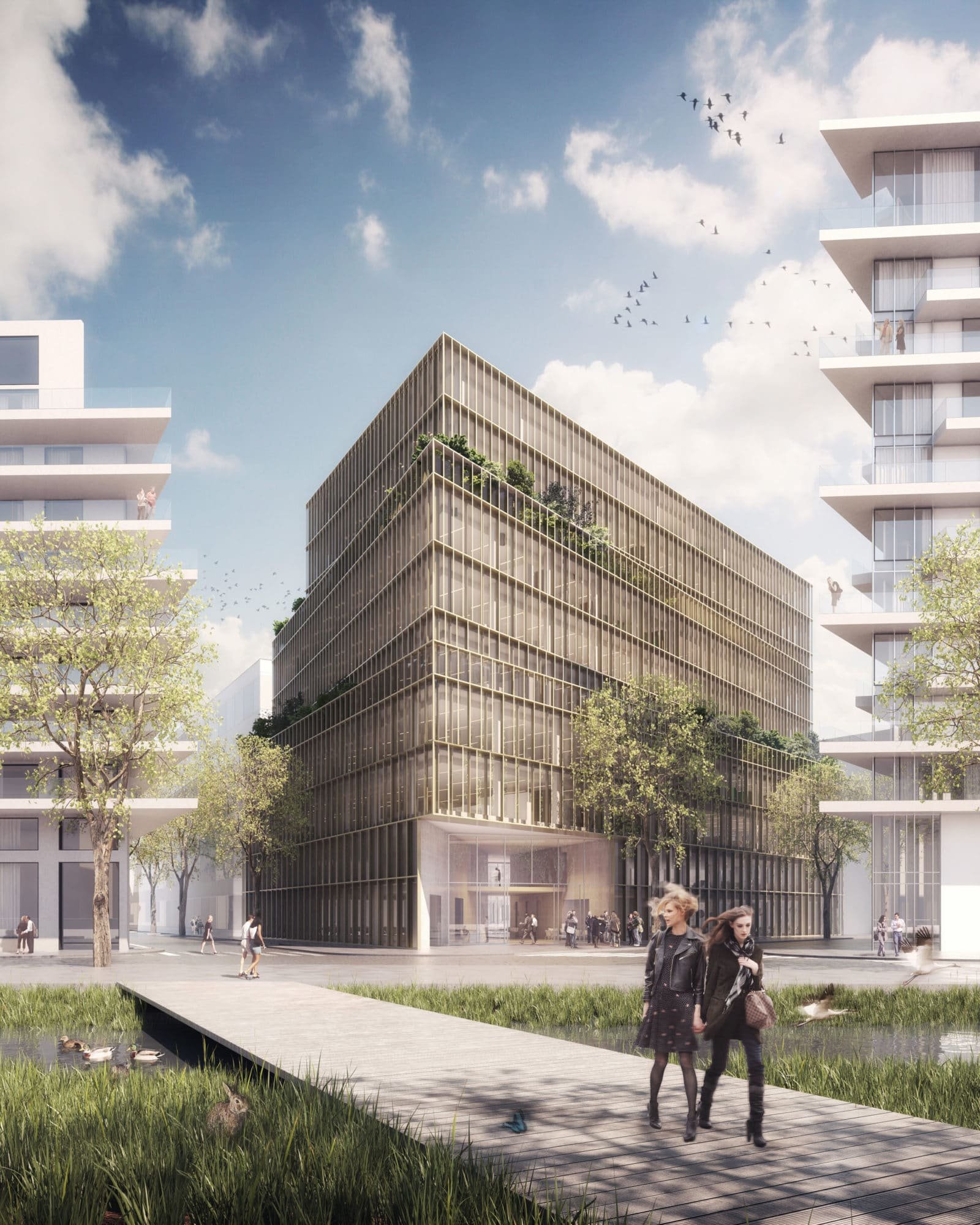 Immeuble de bureaux Ya à Boulogne-Billancourt par Studioninedots. © A2Studio