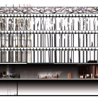 Projet de l'agence Rudy Ricciotti pour le Musée de la Romanité Musee Romanite Nimes Rudy Ricciotti 10 400x400