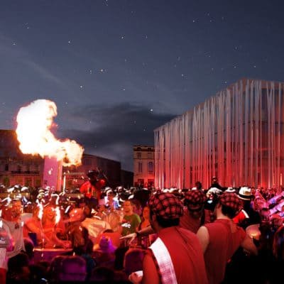 Projet de l'agence Rudy Ricciotti pour le Musée de la Romanité Musee Romanite Nimes Rudy Ricciotti 5 400x400