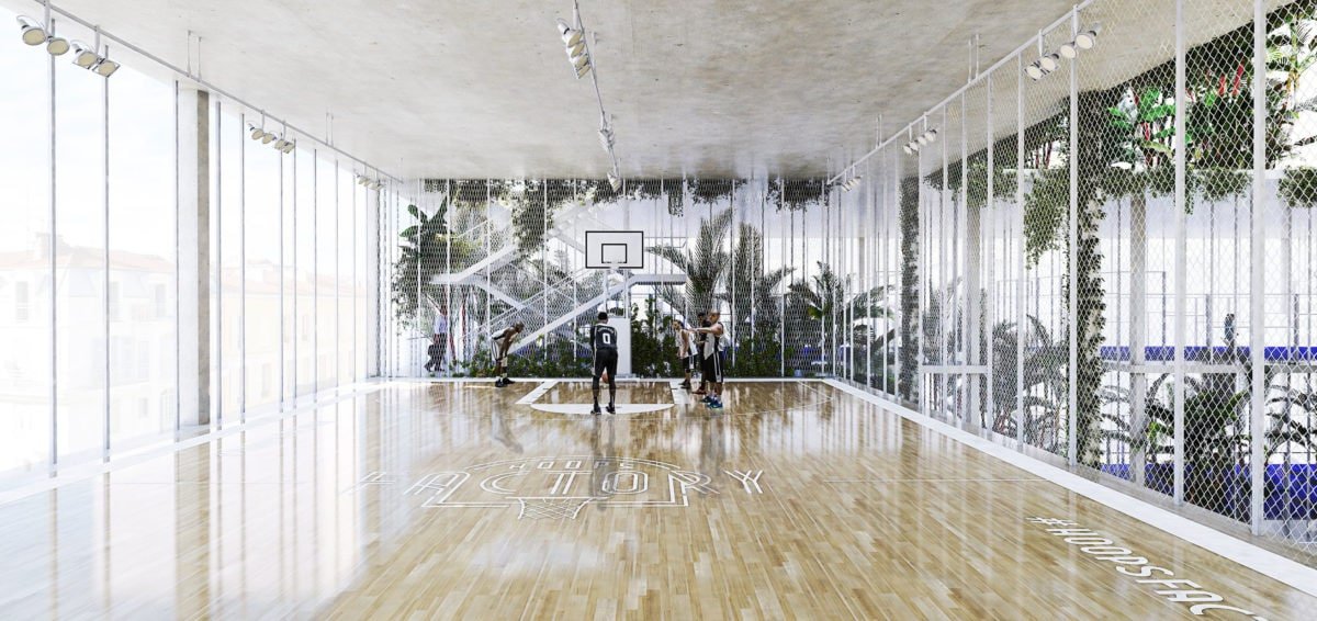 Laisné et Roussel dévoile une cité du bien-être à Nice Oasis Basket Hoops Copyright Laisne Roussel 1200x566