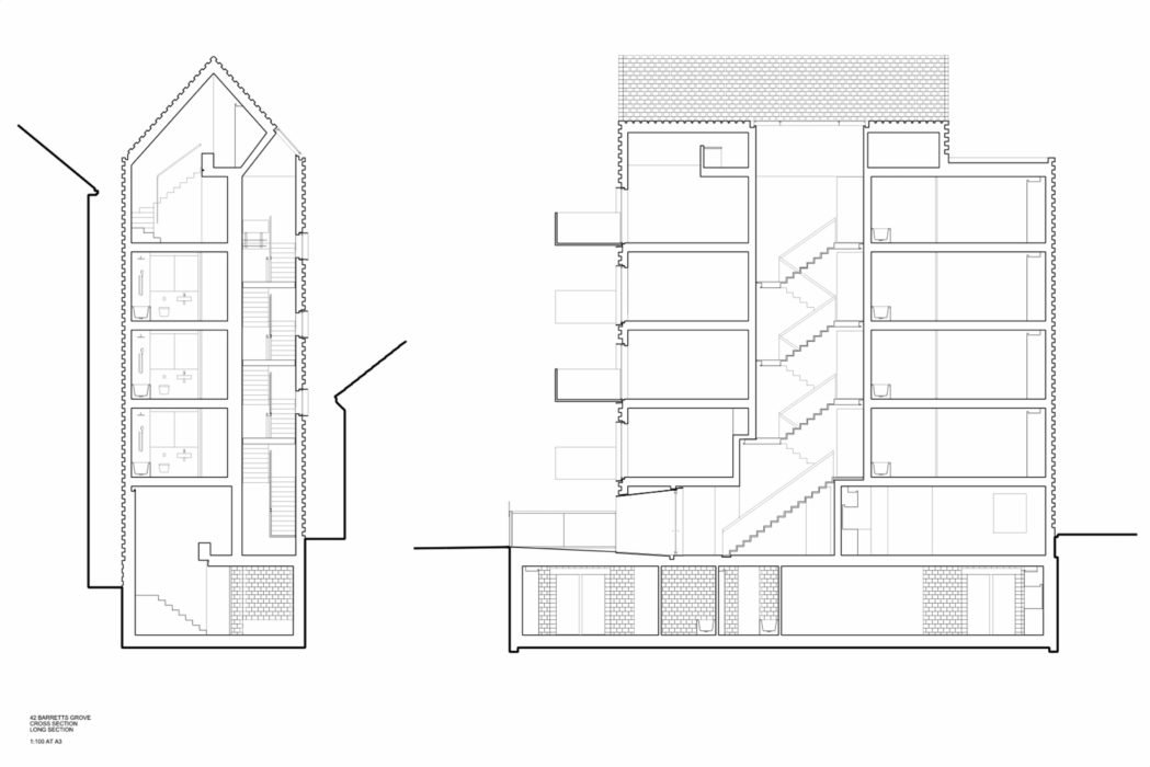 Immeuble Barretts Grove par Groupwork + Amin Taha Barretts Grove House Groupwork 1 100 Gas Sections 1049x700