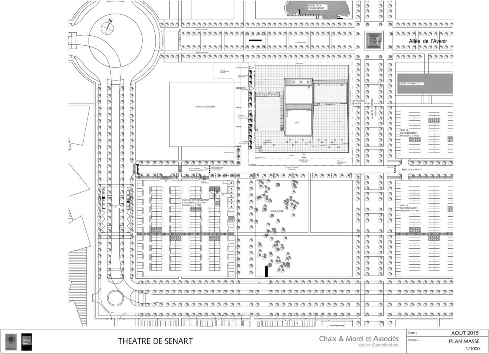 Théâtre Sénart par Chaix & Morel et associés Theatre Senart Chaix Morel Plan Masse 1000 965x700